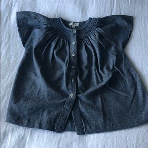 Flutter sleeve chambray blouse